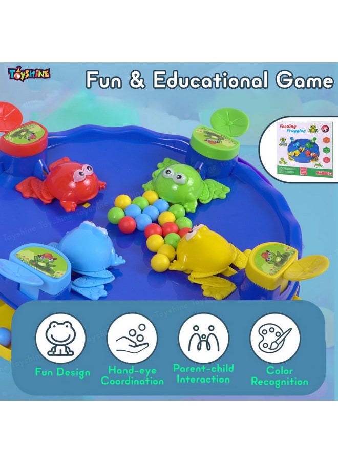 Toyshine Foody Frogs Family Board Game, 4 Player Frog Toy Eat Beans Desktop Games for Kids 3 Years and Older