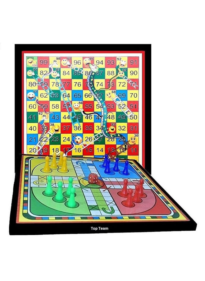 AS Kid,Adult,Toddler Wooden Ludo, Snakes & Ladders, And Chess Board Combo Of Ludo Coins And Chessmen Coins - Ideal For Parties, Fun, And Family Game Nights (Dl)
