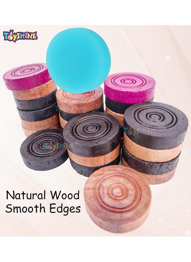 Toyshine Carrom Coins,20 Wooden Coins and 1 Striker, (Striker in Assorted Color) (SSTP)