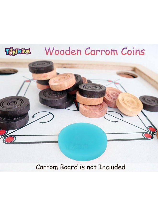 Toyshine Carrom Coins,20 Wooden Coins and 1 Striker, (Striker in Assorted Color) (SSTP)