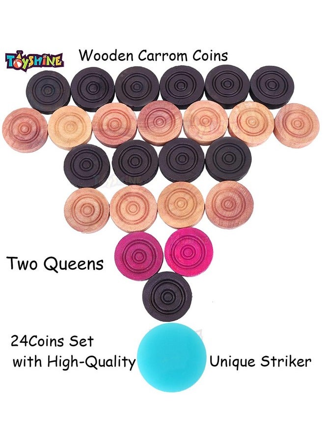 Toyshine Carrom Coins,20 Wooden Coins and 1 Striker, (Striker in Assorted Color) (SSTP)