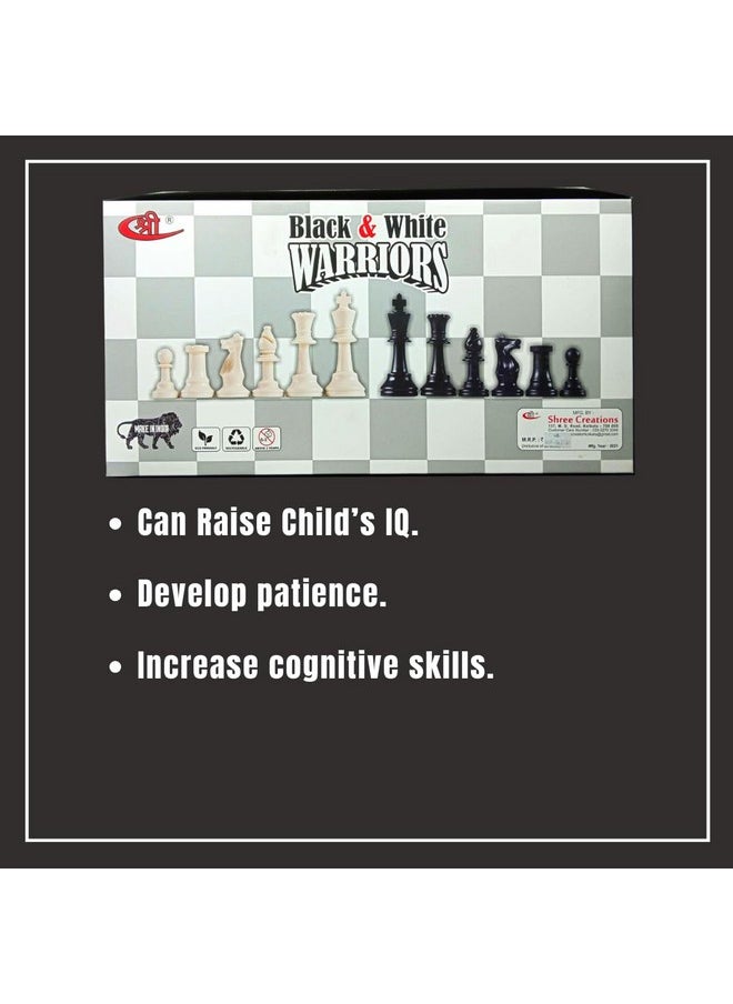 Kids Mandi Foldable Chess Board Set, 14.5 x 14.5 Inches Black and White Board Game, Chess Pieces, Suitable for 5 Years and up - Multicolor