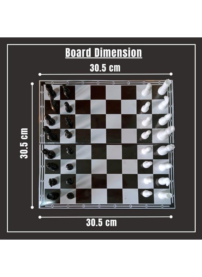 Kids Mandi Foldable Chess Board Set, 14.5 x 14.5 Inches Black and White Board Game, Chess Pieces, Suitable for 5 Years and up - Multicolor