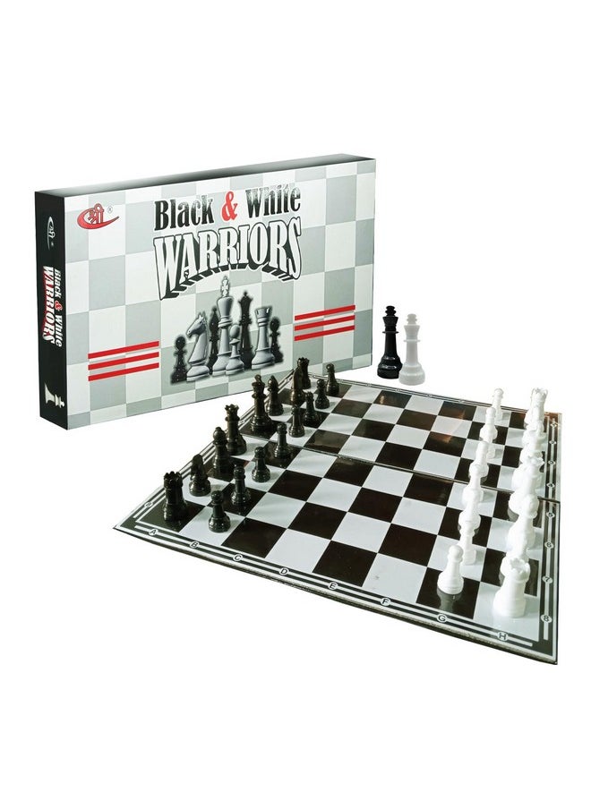 Kids Mandi Foldable Chess Board Set, 14.5 x 14.5 Inches Black and White Board Game, Chess Pieces, Suitable for 5 Years and up - Multicolor