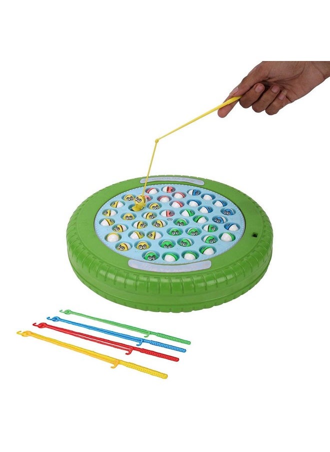 SKOODLE Quest Hook Da Fish Rechargeable Fishing Game | 45 Fishes & 4 Fishing Pole | Musical Rotating Fishing Board Game| Age 5+ | Green