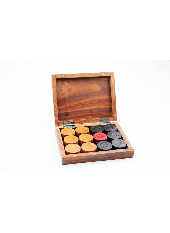 Synco Premia Carrom Board Game Coins Professional Wooden Carrom Coins (Sheesham Box),for adult