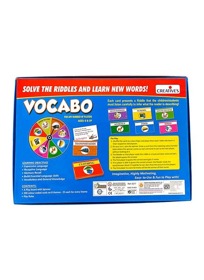 Creative's Vocabo | Spinner, Cards & Board Game | Fun & Educational Game for Kids | Board Game for Families and Kids | Learning Board Game for Kids | Ages 6 & Up