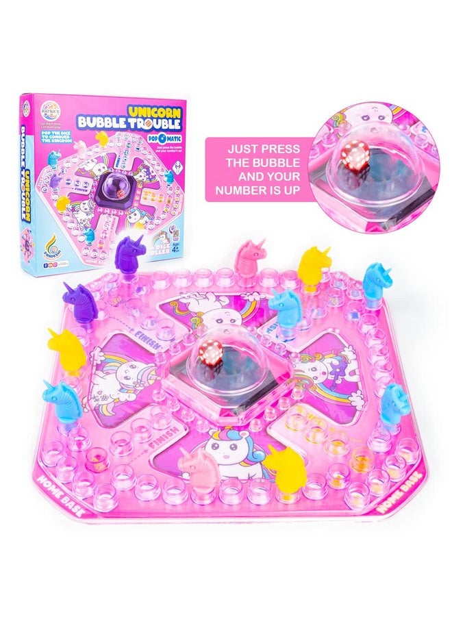 RATNA's Unicorn Bubble Trouble Board Game Dice Roller For Kids 4 Years +|Pack Of 1, Multicolor