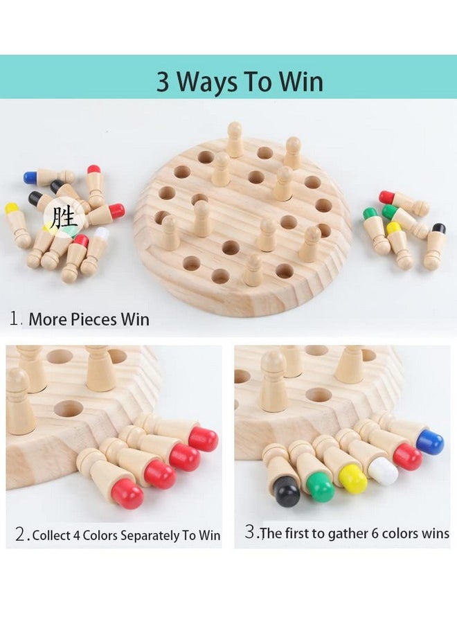 VGRASSP Wooden Memory Chess Game Set for Kids, Color Memory Chess Game, Educational Board Games for Boys and Girls
