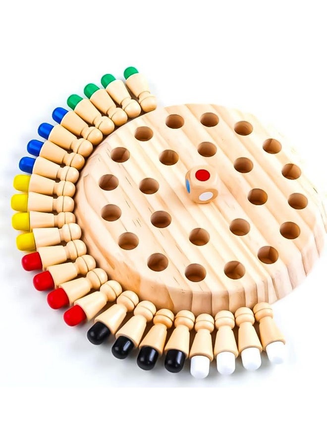 VGRASSP Wooden Memory Chess Game Set for Kids, Color Memory Chess Game, Educational Board Games for Boys and Girls