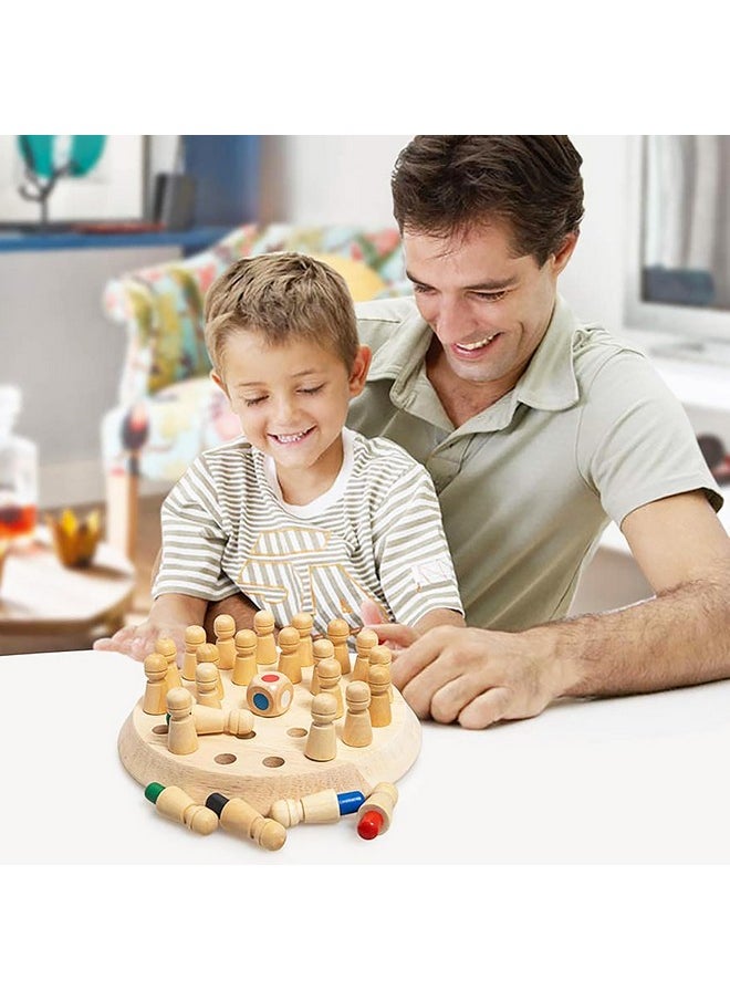 VGRASSP Wooden Memory Chess Game Set for Kids, Color Memory Chess Game, Educational Board Games for Boys and Girls