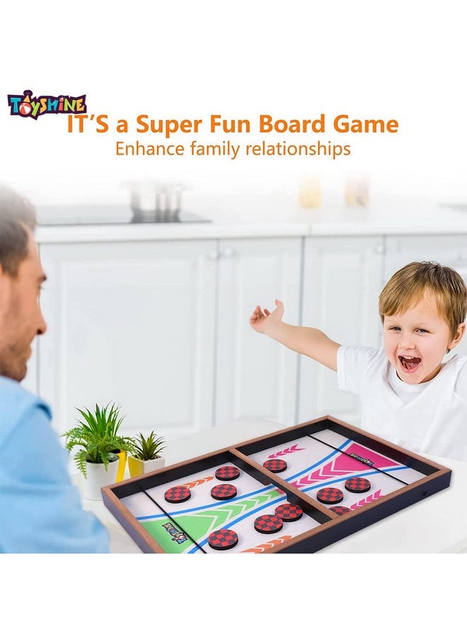 Toyshine Fast Sling Puck Game Board String Hockey Toy|Party Game For Adult Parent Kids Children Family-Pine Wood M3|Pack of 1