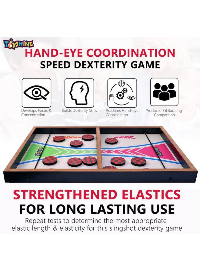 Toyshine Fast Sling Puck Game Board String Hockey Toy|Party Game For Adult Parent Kids Children Family-Pine Wood M3|Pack of 1