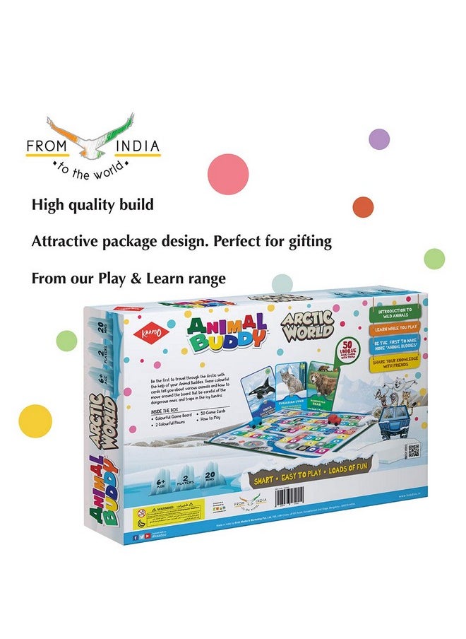 KAADOO Animal Buddy Arctic World-Play & Learn-Family Fun Board Game-Fantastic Wildlife Introduction for 6+ Year Olds Multi-Color - Made in India (2 Players)