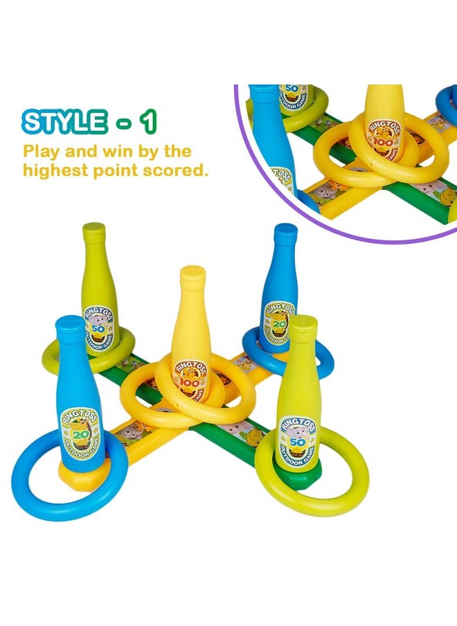 Ratna's 2 in 1 Colour Match Ring toss Jungle Print Target Game Set - Indoor & Outdoor Game for Kids