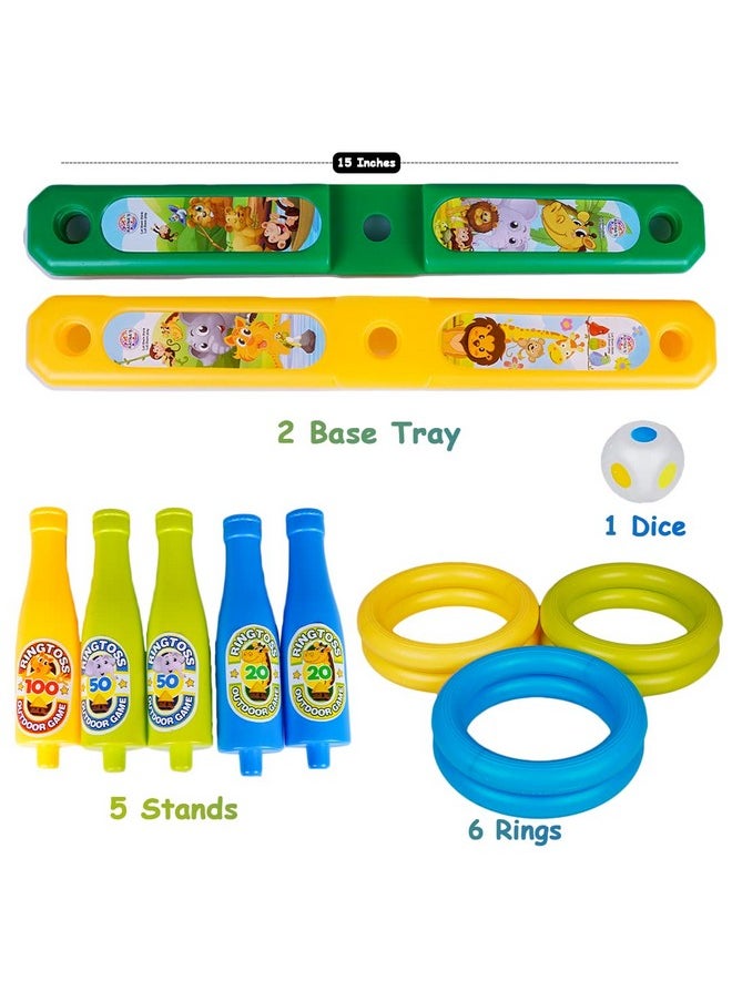 Ratna's 2 in 1 Colour Match Ring toss Jungle Print Target Game Set - Indoor & Outdoor Game for Kids