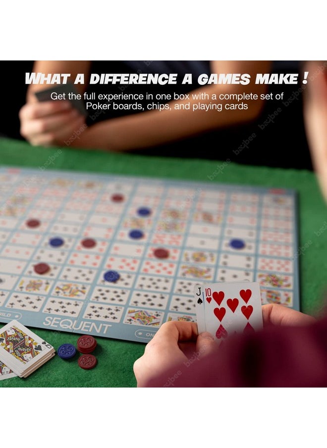Baybee Make A Sequence Board Game for Kids Family with Foldable Playing Board Mat, 135 Chips & Play Cards | Challenging & Strategy Card Game | Hard Board Games Toys for Kids Adults 7+ Years Boys Girls