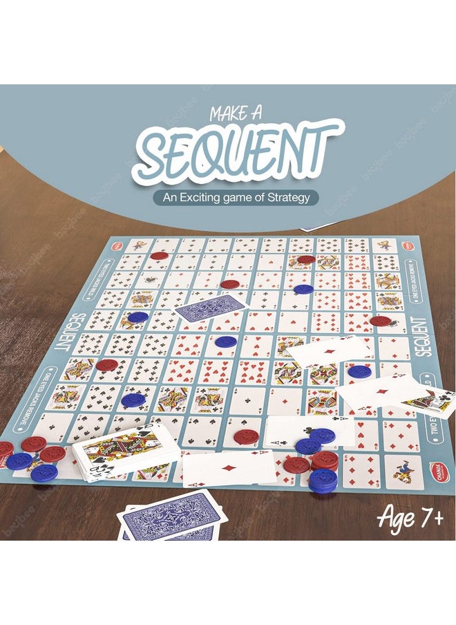 Baybee Make A Sequence Board Game for Kids Family with Foldable Playing Board Mat, 135 Chips & Play Cards | Challenging & Strategy Card Game | Hard Board Games Toys for Kids Adults 7+ Years Boys Girls