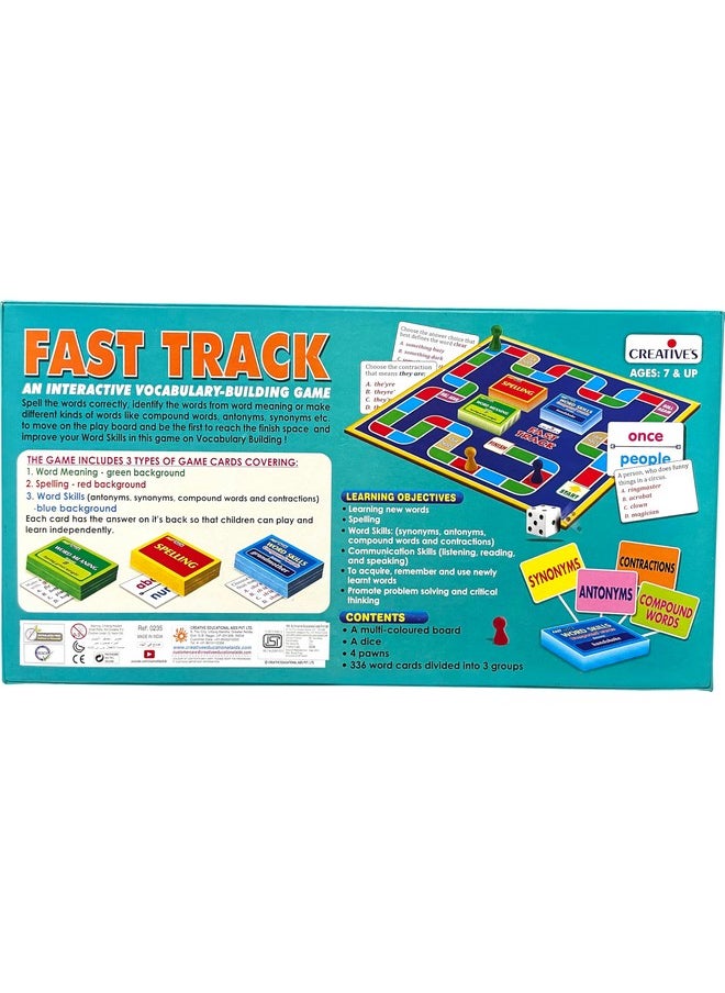 Creative's Fast Track | Challenging & Fun Language Board Game | Vocabulary Building Game for Kids | Word Meaning, Spelling, Word Skills | Children Learning New Words Synonyms, Antonyms | Ages 7 & Up