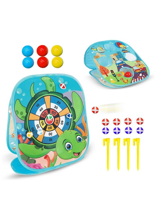Wembley 2 in 1 Tossing Game Bean Bag Toss with Vertical Dart Game Portable Game Set for Kids Ages 3 4 5 6 Year Old Indoor Outdoor Collapsible Double Sided Board Game for Kids