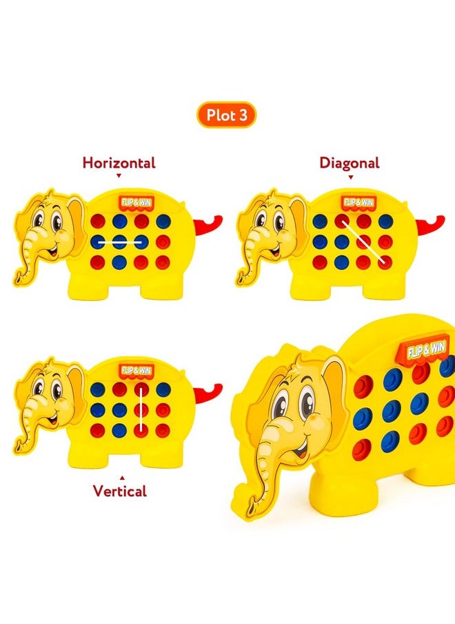 Ratna's Elephant Flip & Win Plot 3 Connecting Toy Board Game for Family & Kids, Ages 4+