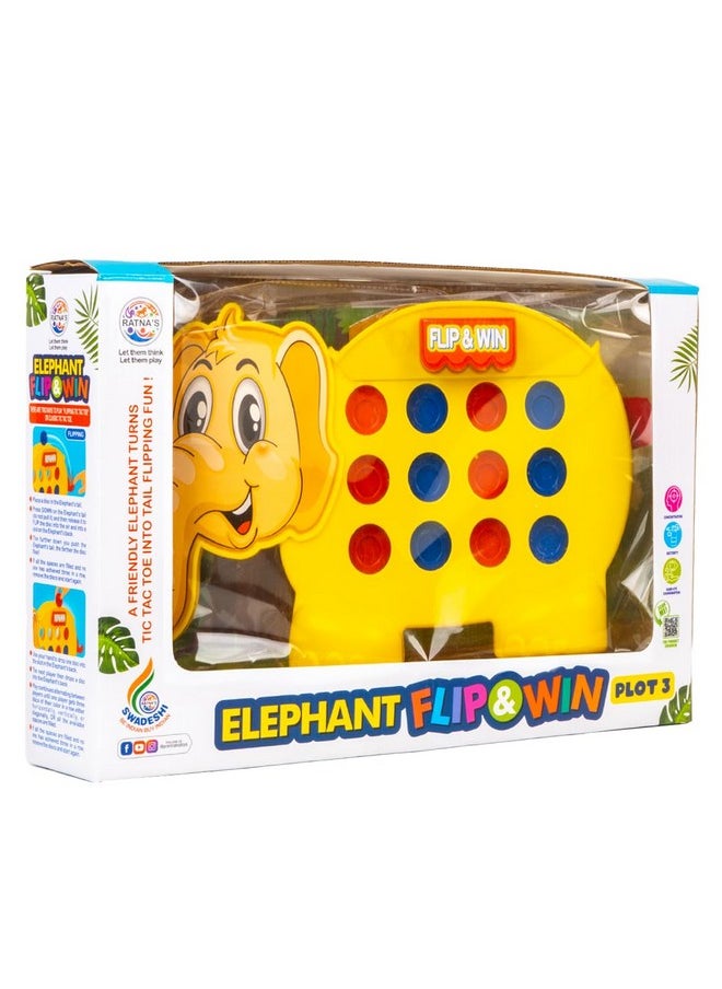 Ratna's Elephant Flip & Win Plot 3 Connecting Toy Board Game for Family & Kids, Ages 4+