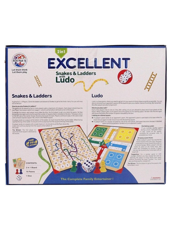 RATNA'S Table TOP Family Fun Excellent Ludo Snakes and LADDERS Board Game with Stand