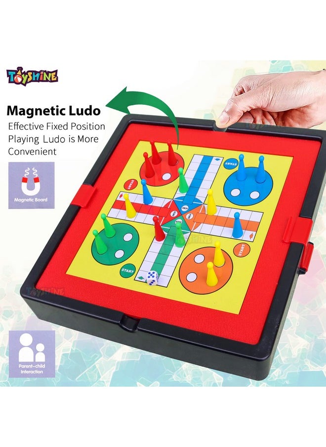 Toyshine Ludo Board Game with Storage Compartment I Best Classic Board Game Set for Kids, Adults, Family & Friends I Portable Educational Travel Ludo
