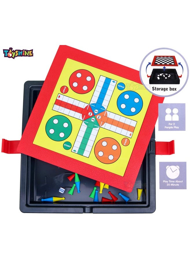 Toyshine Ludo Board Game with Storage Compartment I Best Classic Board Game Set for Kids, Adults, Family & Friends I Portable Educational Travel Ludo