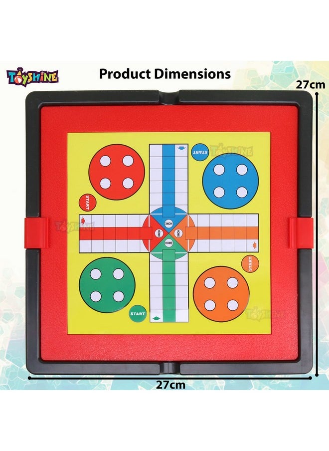 Toyshine Ludo Board Game with Storage Compartment I Best Classic Board Game Set for Kids, Adults, Family & Friends I Portable Educational Travel Ludo