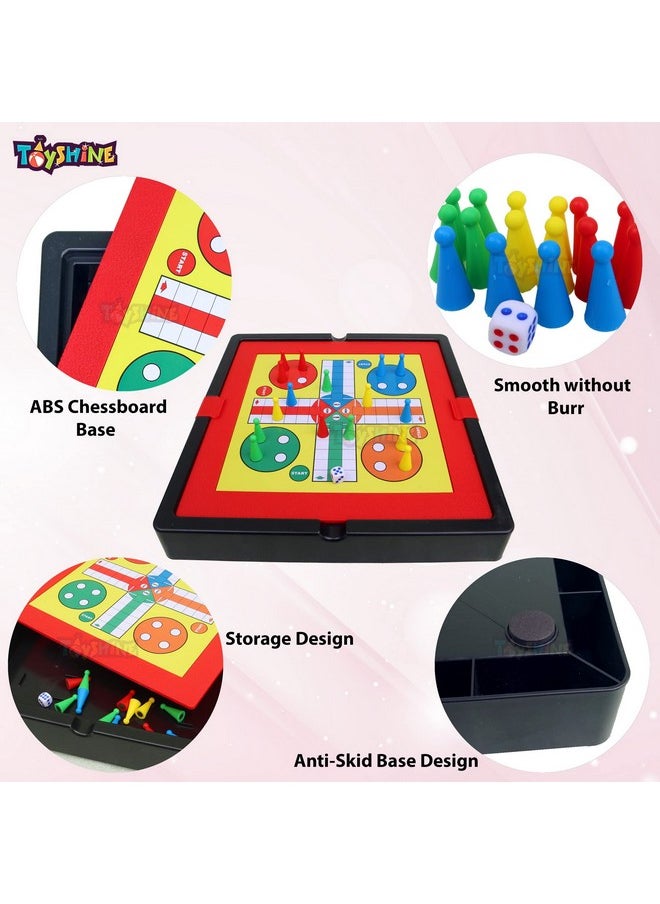 Toyshine Ludo Board Game with Storage Compartment I Best Classic Board Game Set for Kids, Adults, Family & Friends I Portable Educational Travel Ludo