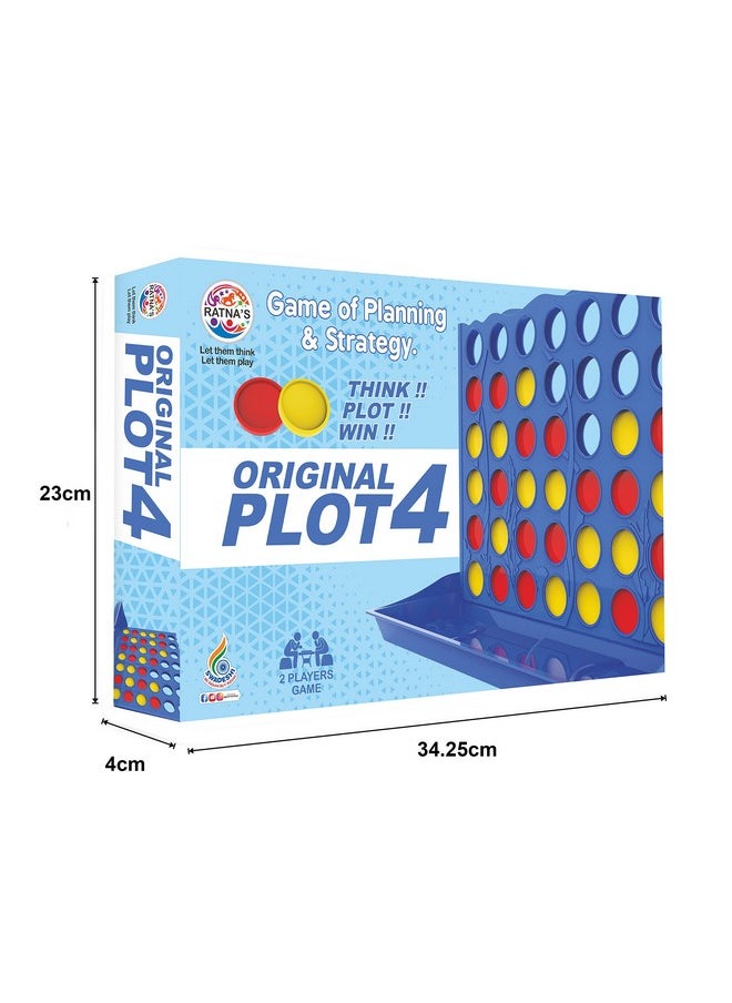 Ratna's Original Plot 4 Big Board Game Family Game Strategy Game for 2 Players Ages 5 & Up