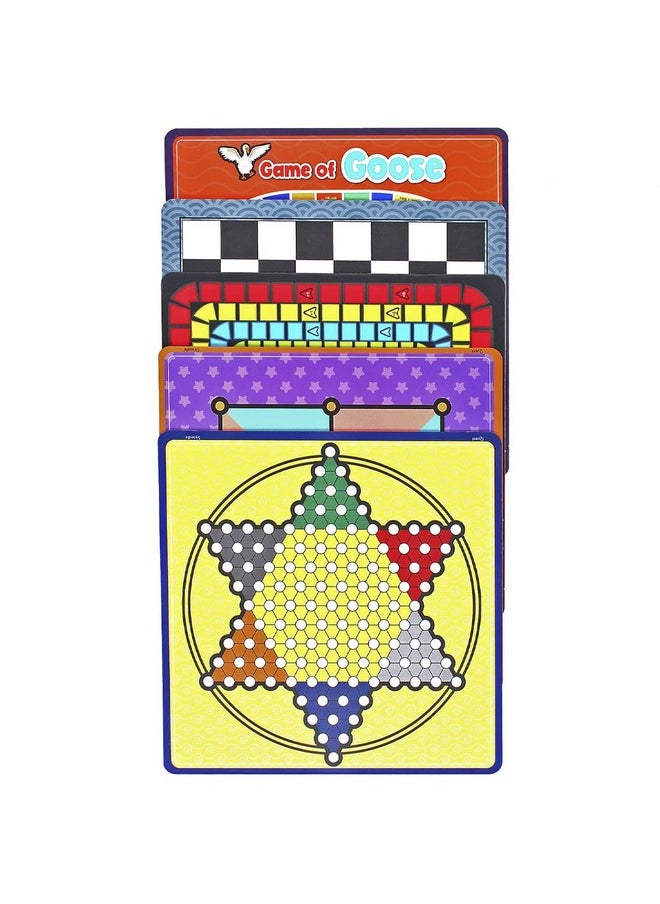 SKOODLE Quest Centurion 5 Double Sided 100 Classic Family Board Games Collection 3D Box for Adults & Kids Fun with Family & Friends, Chess, Ludo, Checkers & More - Age 3+Years,Multicolor