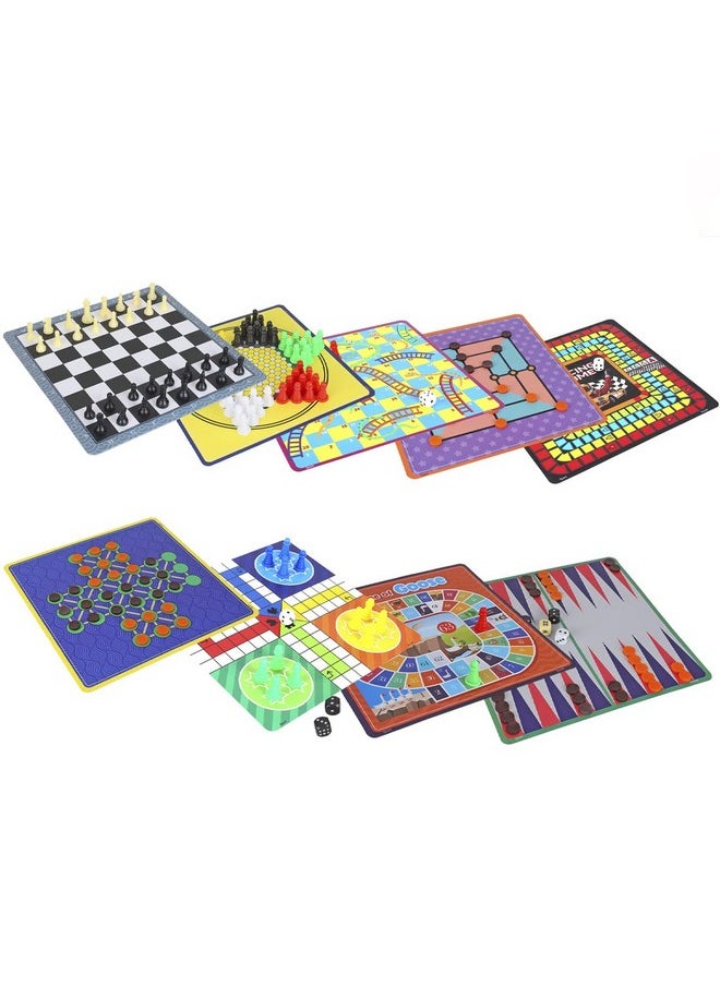 SKOODLE Quest Centurion 5 Double Sided 100 Classic Family Board Games Collection 3D Box for Adults & Kids Fun with Family & Friends, Chess, Ludo, Checkers & More - Age 3+Years,Multicolor