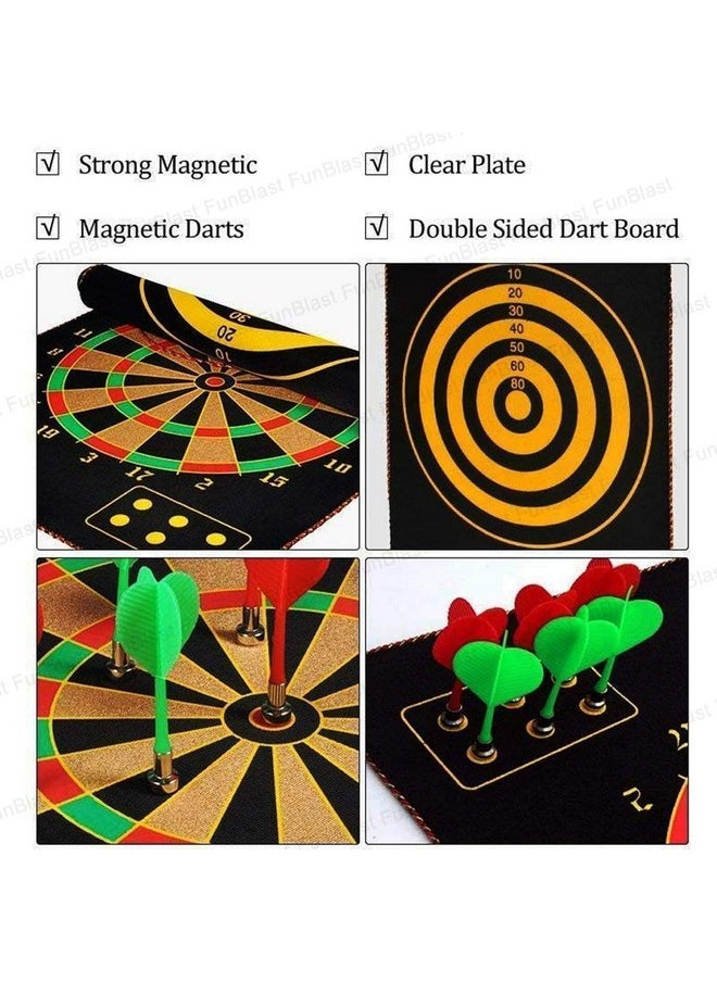 FunBlast Magnet Dart Board Game for Kids,Double Sided Magnet Dart Board with Darts, Size- 12 Inches (Multicolor)