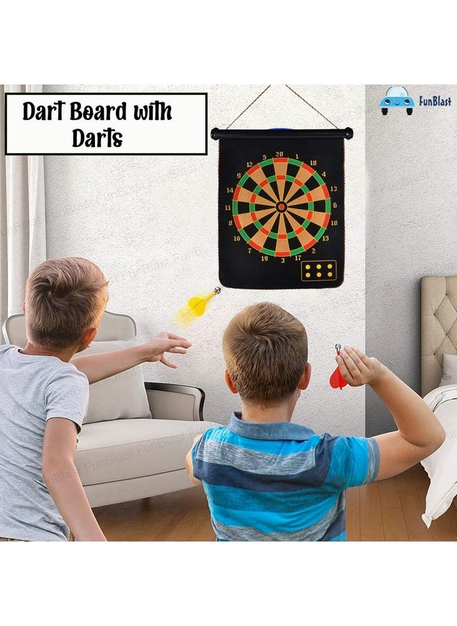 FunBlast Magnet Dart Board Game for Kids,Double Sided Magnet Dart Board with Darts, Size- 12 Inches (Multicolor)