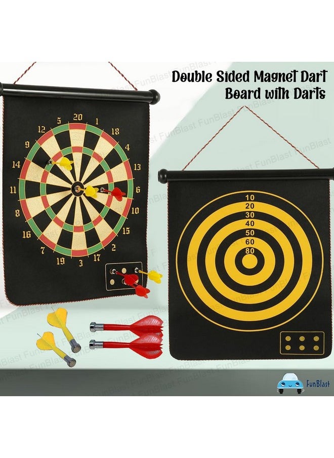 FunBlast Magnet Dart Board Game for Kids,Double Sided Magnet Dart Board with Darts, Size- 12 Inches (Multicolor)