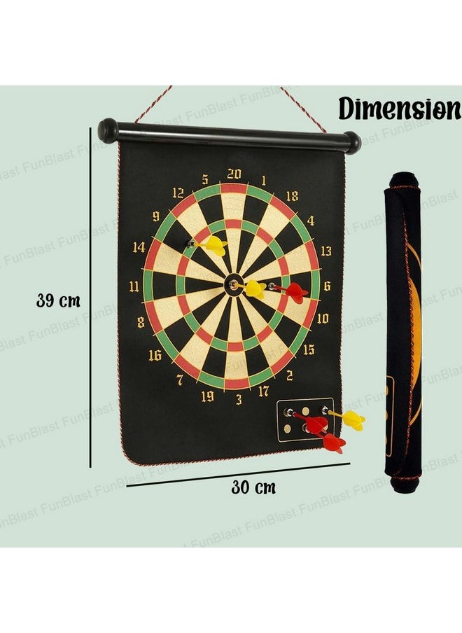 FunBlast Magnet Dart Board Game for Kids,Double Sided Magnet Dart Board with Darts, Size- 12 Inches (Multicolor)