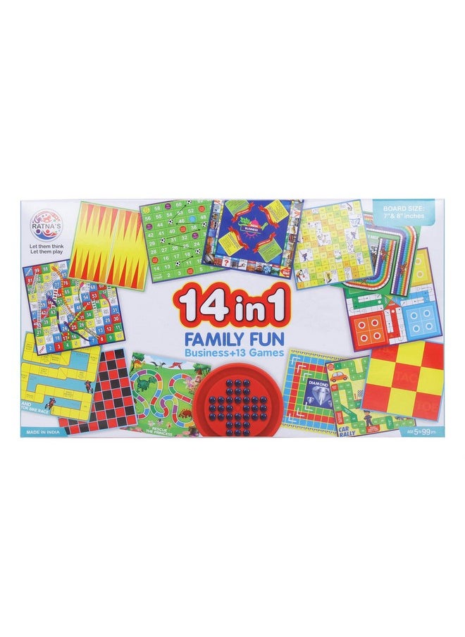 RATNA'S 14 Family Board Game (6.5 x 6.5 and 8X 8) (Multicolor)