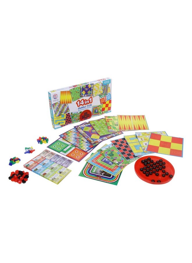 RATNA'S 14 Family Board Game (6.5 x 6.5 and 8X 8) (Multicolor)