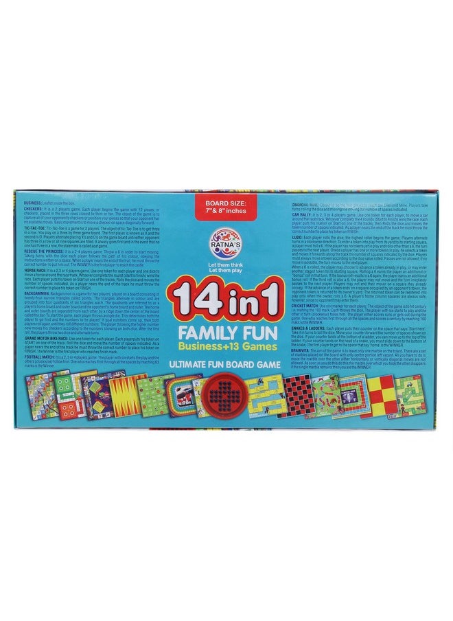RATNA'S 14 Family Board Game (6.5 x 6.5 and 8X 8) (Multicolor)