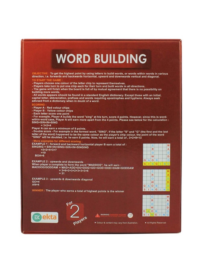 EKTA Word Building Board Game Family Game, for All Ages (Multicolor),Pack of 1, All Ages