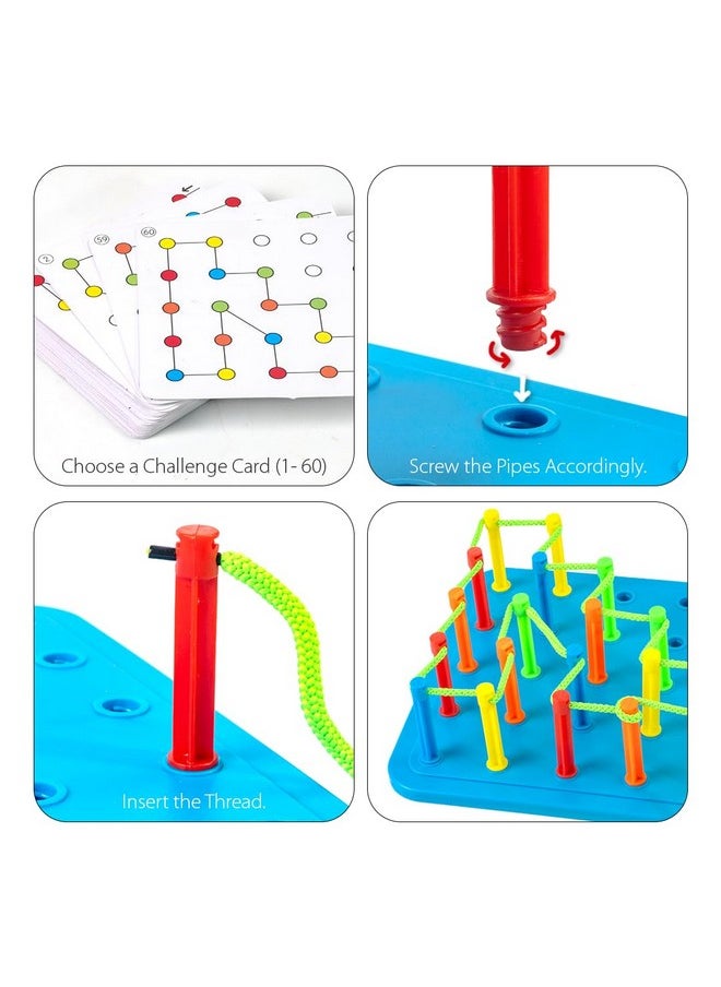 RATNA'S Thread Challenge with 60 Challenge Cards 2 Players Board Game for Kids & Adults