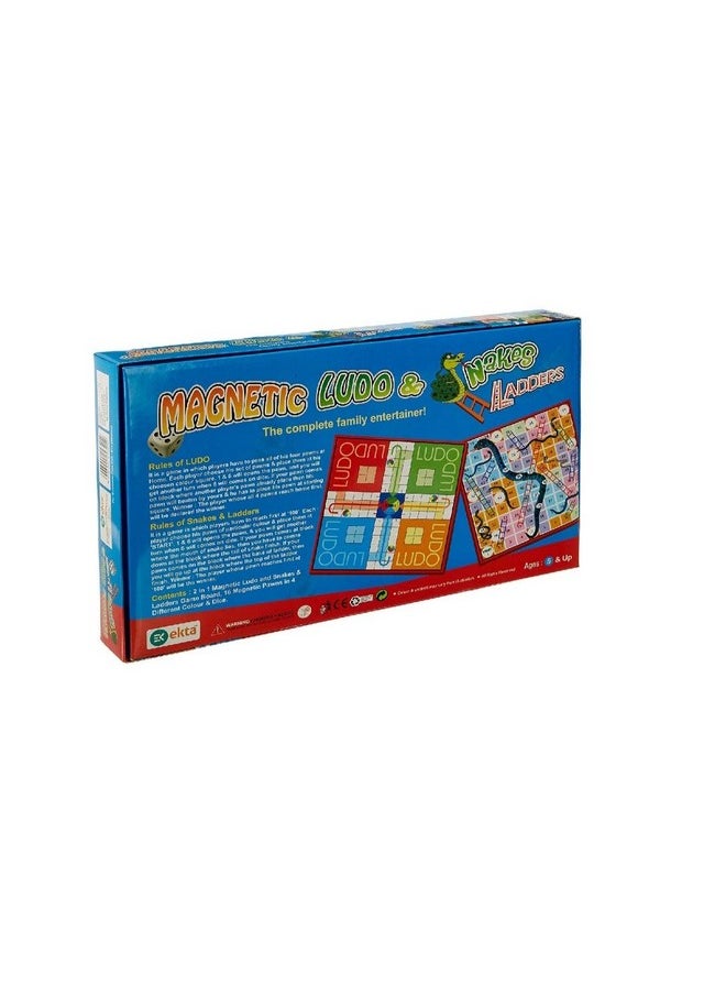 EKTA Kid,Teen,Adult Magnetic Ludo Snakes 'N' Ladders Board Game