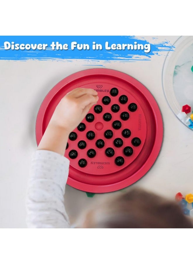 Wembley Brainvita Board Game for Kids 6 7 8 9 10+ Brain Teasing Mind Challenging Senior Mind Game with 32 Marbles & 1 Board Improves Concentration Cognitive Skills