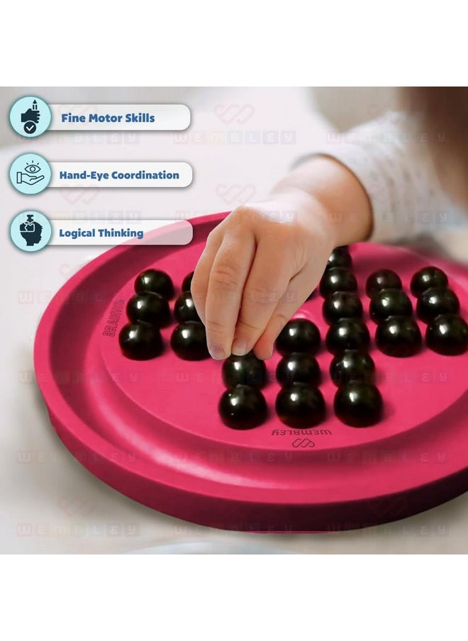 Wembley Brainvita Board Game for Kids 6 7 8 9 10+ Brain Teasing Mind Challenging Senior Mind Game with 32 Marbles & 1 Board Improves Concentration Cognitive Skills