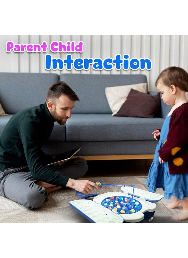 Wembley Magnetic Fishing Game for Kids Rechargeable Fish Catching Board Game with C-Type Charging Cable Music & Lights for Boys Girls 5 6 7 8 9 Years Interactive Toy BIS Certified (Blue)