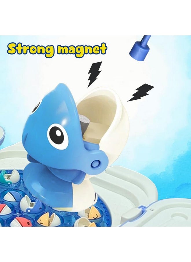 Wembley Magnetic Fishing Game for Kids Rechargeable Fish Catching Board Game with C-Type Charging Cable Music & Lights for Boys Girls 5 6 7 8 9 Years Interactive Toy BIS Certified (Blue)