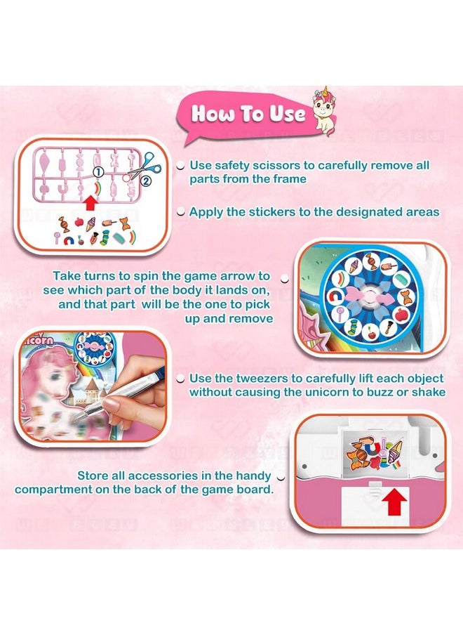 Wembley Crazy Unicorn Operation Game Board with Stickers Remove The Objects Arcade Buzzer Interactive Activity Fun Toy for Kids, Family Fun Board Game for Ages 4-12 Year Modern Unique Gameplay