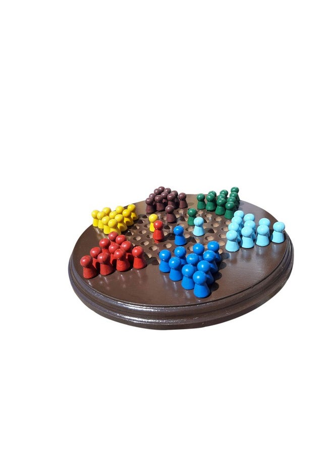 Lakshya India Wooden Round Brown Chinese Checker Board Game, Kid, Dark Brown